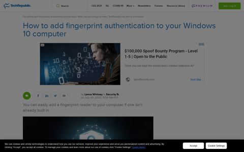 How to add fingerprint authentication to your Windows 10 ...