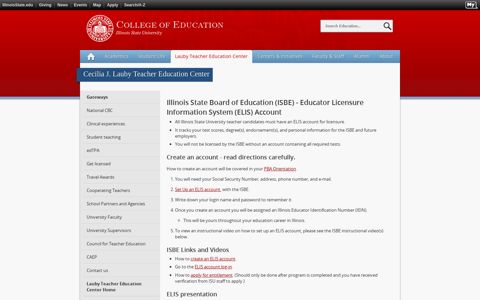 Educator Licensure System (ELIS) | College of Education ...