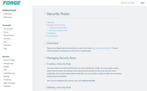 Security Rules | Laravel Forge
