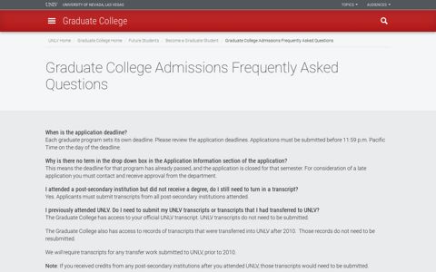 Graduate College Admissions Frequently Asked Questions ...