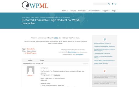 Formidable Login Redirect not WPML compatible - WPML
