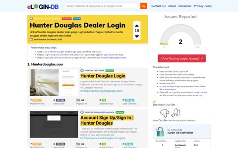 Hunter Douglas Dealer Login - A database full of login pages ...