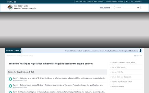 Forms for Registration in E-Roll - Election Commission of India