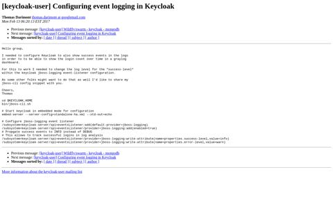 [keycloak-user] Configuring event logging in Keycloak