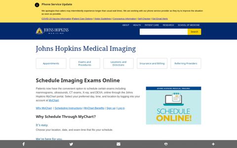 Schedule Imaging Exams Online | Johns Hopkins Medical ...