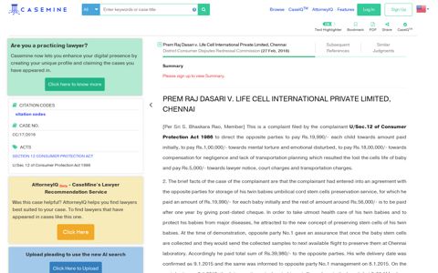 Prem Raj Dasari v. Life Cell International Private Limited ...