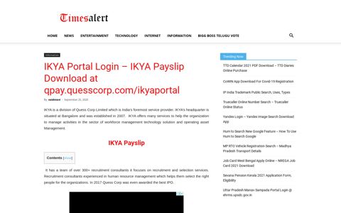 IKYA Portal Login – IKYA Payslip Download at qpay ...