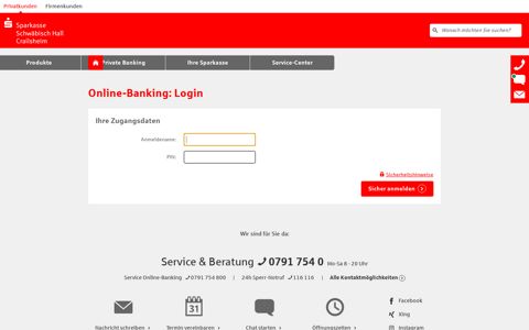 Login Online-Banking - Sparkasse Schwäbisch Hall