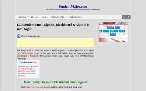 ECU Student Email Sign in, Blackboard & Alumni E-mail login