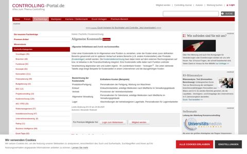 Allgemeine Kostenstelle - Controlling-Portal.de