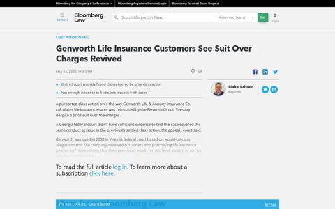 Genworth Life Insurance Customers See Suit Over Charges ...