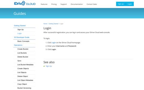 Login - IDrive Cloud Developer Guide