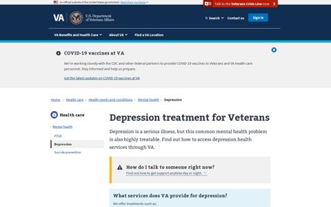 Depression Treatment For Veterans | Veterans Affairs