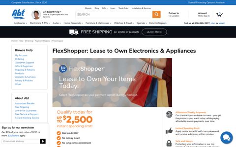 FlexShopper | Lease to Own Electronics & Appliances | Abt