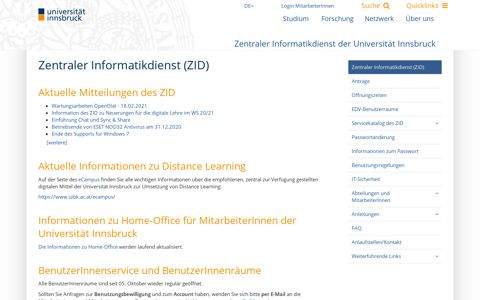 Zentraler Informatikdienst der Universität Innsbruck (ZID)