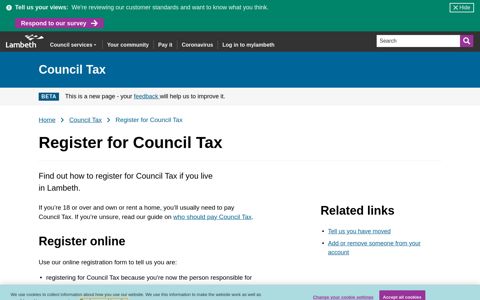 Register for Council Tax | Lambeth Council