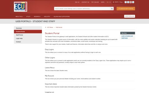 Student Portal : Web Portals - ECU