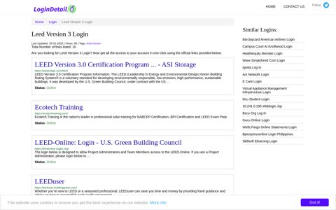 Leed Version 3 Login LEED Version 3.0 Certification Program ...