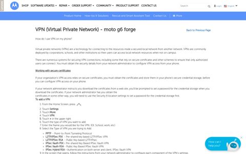 VPN (Virtual Private Network) - moto g6 forge - Motorola Support