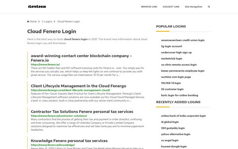 Cloud Fenero Login ❤️ One Click Access - iLoveLogin
