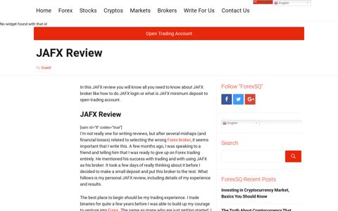 JAFX Review - JAFX Minimum Deposit - JAFX Login - ForexSQ