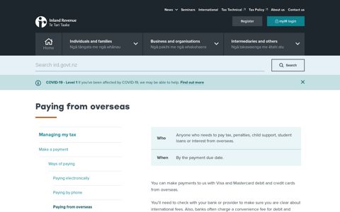 Paying from overseas - Ird