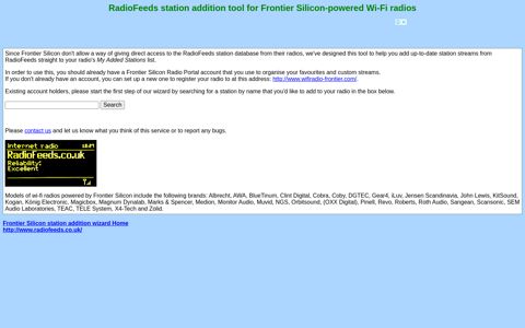 RadioFeeds station addition tool for Frontier Silicon-powered ...