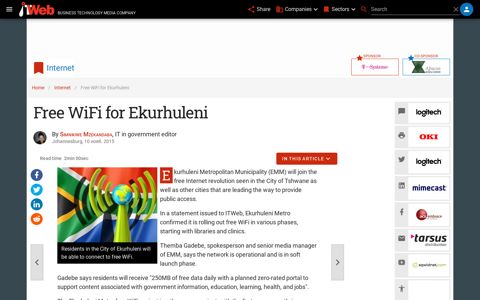 Free WiFi for Ekurhuleni | ITWeb