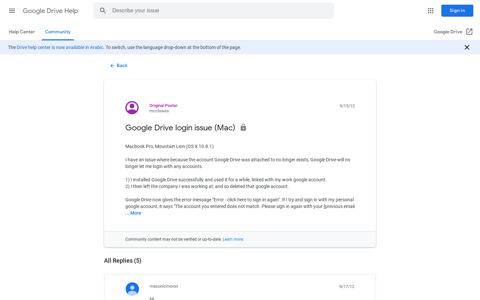 Google Drive login issue (Mac) - Google Drive Help