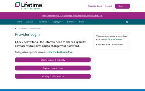 Provider Sign In | Lifetime Benefit Solutions