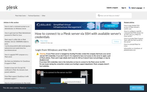 How to connect to a Plesk server via SSH with available ...