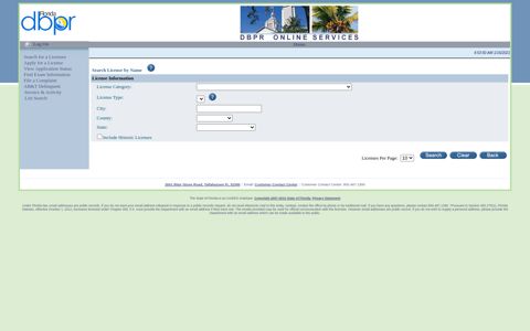 Licensing Portal - License Search - MyFloridaLicense.com