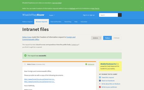 Intranet files - a Freedom of Information request to Foreign and ...