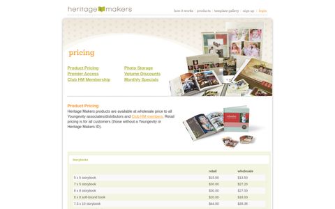 pricing - heritage makers