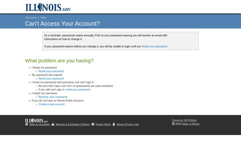 Can't Access Your Account? - Help - Illinois.gov