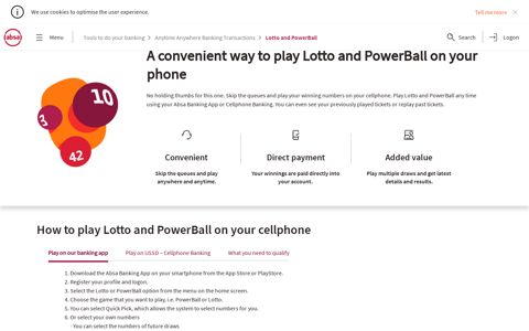Play Lotto and Powerball on your cellphone - Absa