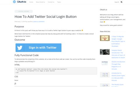 How To Add Twitter Social Login Button - OAuth.io Blog