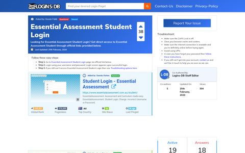 Essential Assessment Student Login - Logins-DB