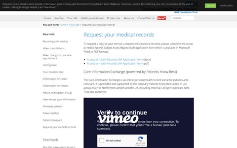 Request your medical records — Chelsea and Westminster ...