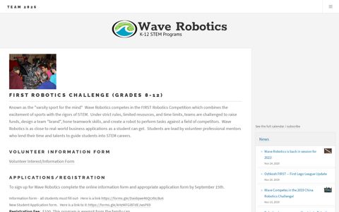 First Robotics Challenge (Grades 9-12) — Wave Robotics