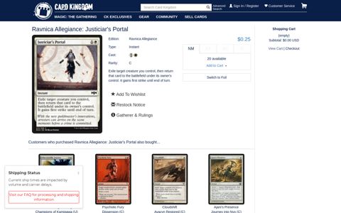 Justiciar's Portal | Ravnica Allegiance | Standard | Card Kingdom