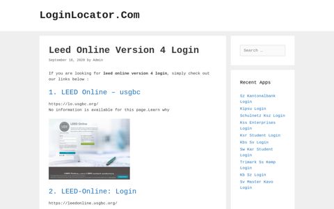 Leed Online Version 4 Login - LoginLocator.Com