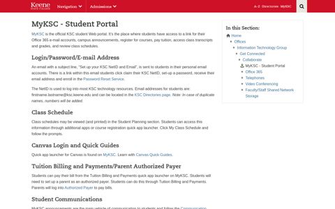 MyKSC - Student Portal - Keene State College