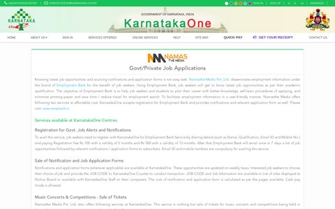 Govt/Private Job Applications - Karnataka One