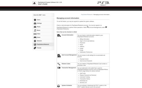 PS3™ | Managing account information - Playstation.net