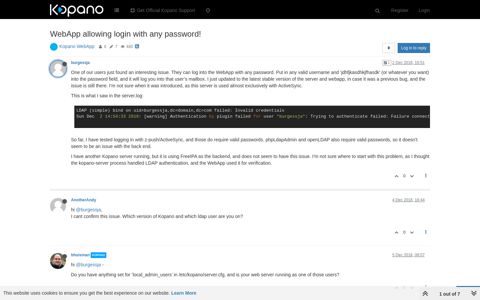 WebApp allowing login with any password! - Kopano Forum