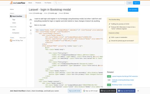 Laravel - login in Bootstrap modal - Stack Overflow