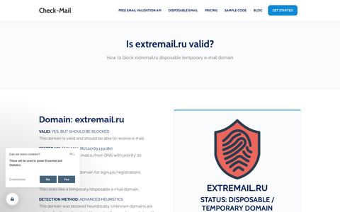 How to block extremail.ru disposable temporary e-mail domain
