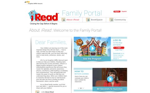 Family Portal | iRead - Houghton Mifflin Harcourt
