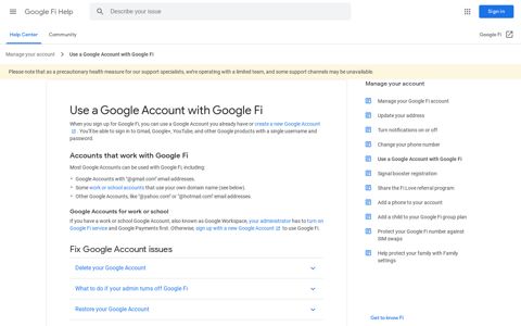 Use a Google Account with Google Fi - Google Fi Help
